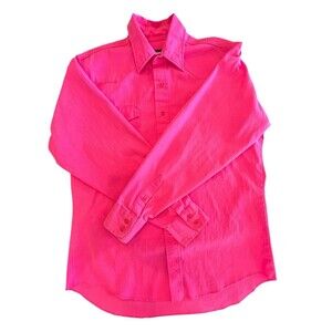 Wrangler Brushpopper Vintage Shirt Mens  Sz 16 1/2-35 Large Color Hot Pink